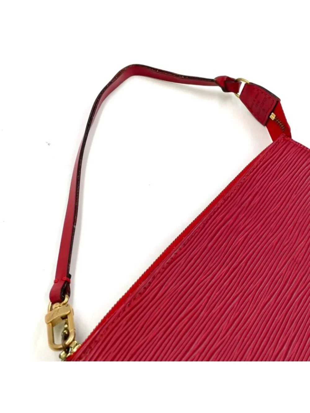 Louis Vuitton Pochette Epi Castilian Red Leather Handbag Gold - Picture 5 of 15